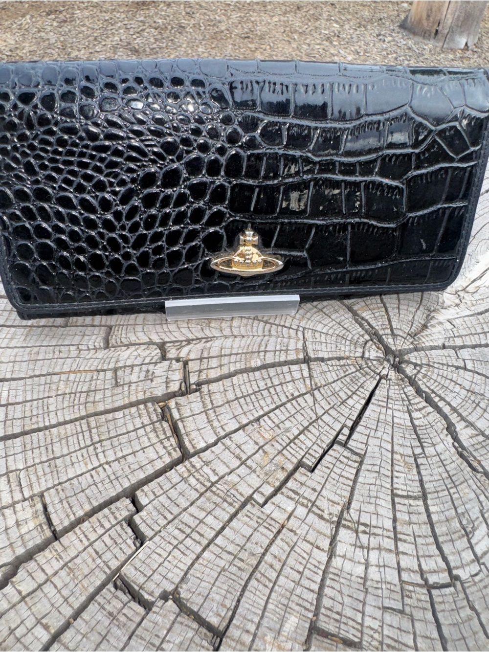Vivienne Westwood Black Croc-Embossed Patent wallet EUC